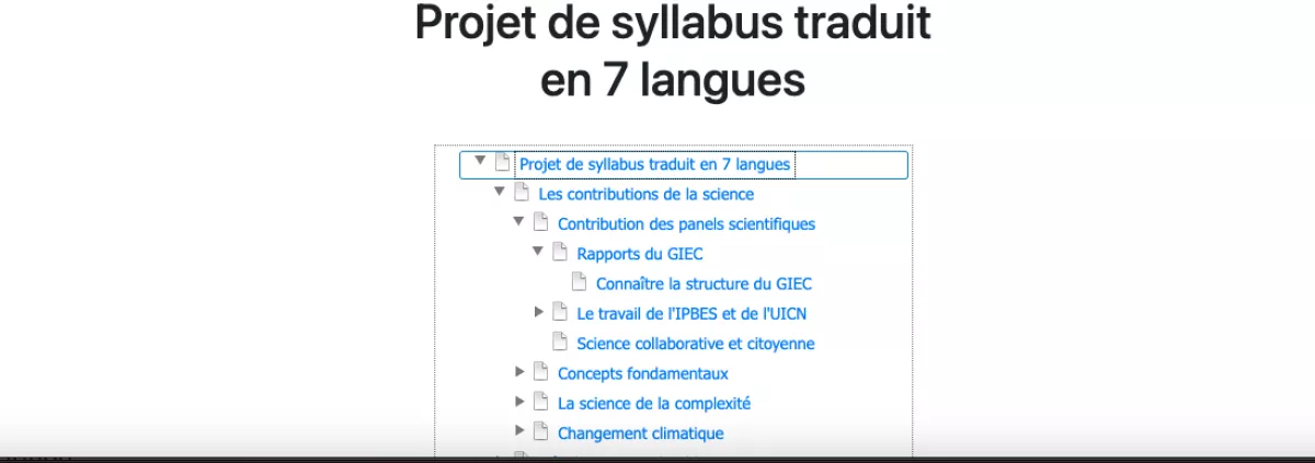 Here is the education for climate curriculum translted to French. 