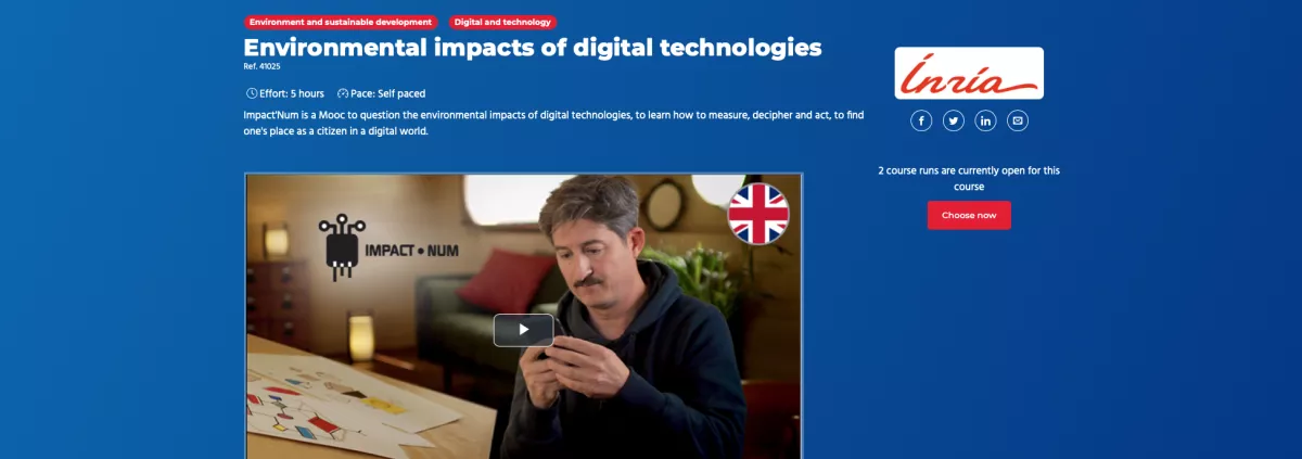 Screen capture of the presentation of the Mooc on the plateforme FUN