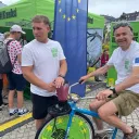 Riding stationary bike