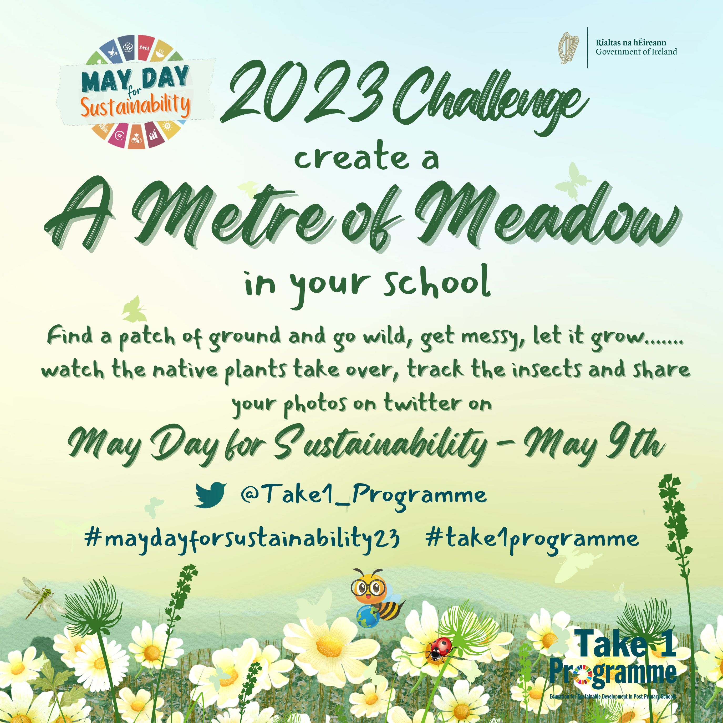 May Day 2023 Challenge - Asking schools to create 1 Metre of Meadow and track biodiversity and learn about SDG 15