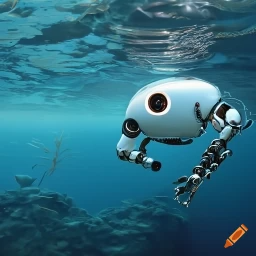 Robot in the bottom of ocean