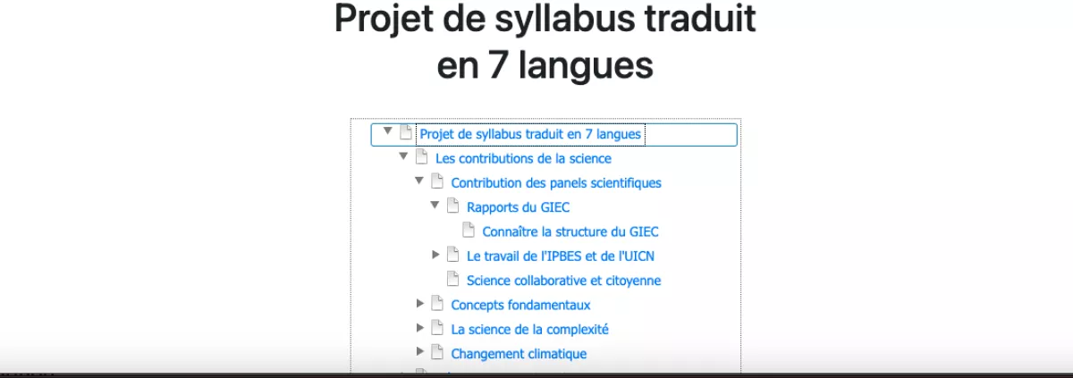 Here is the education for climate curriculum translted to French. 